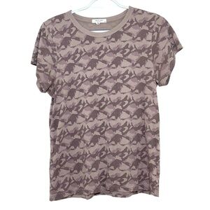 rag & bone Camo Print Tee m Soft Crewneck T-Shirt Pink Gray Size L